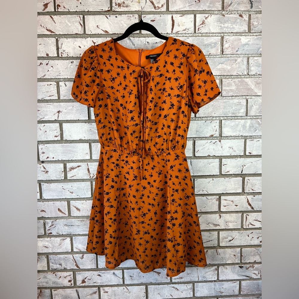 Forever 21 | Orange and Navy Floral Mini Dress